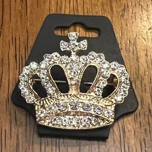 Gold Crown Brooch - NWT